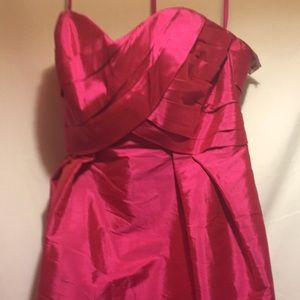Melissa Sweet Magenta  Taffeta Strapless Dress